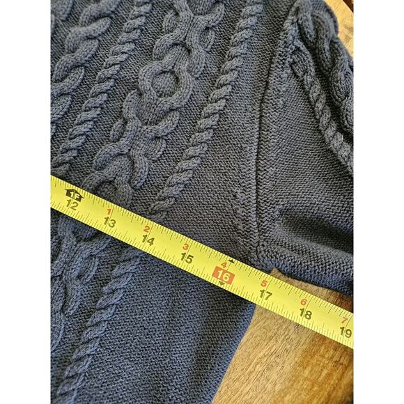 L.L Bean Double L Women's Cableknit Sweater Size S Navy Blue - Picture 8 of 8